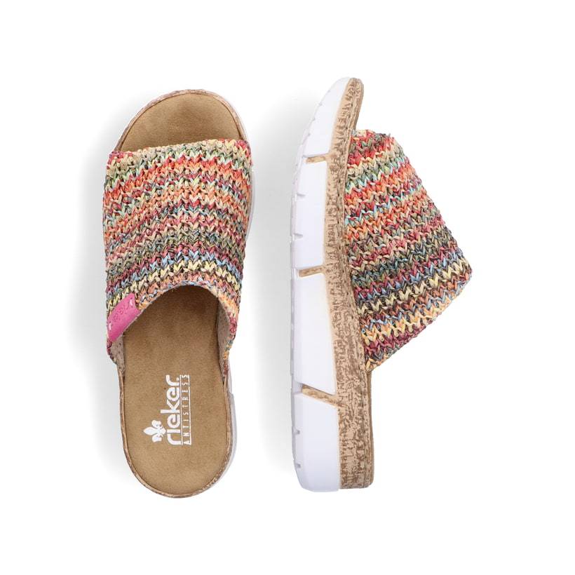 Rieker Artikelnummer V2369-90 Rieker Damen Pantoletten Multi-hellbraun