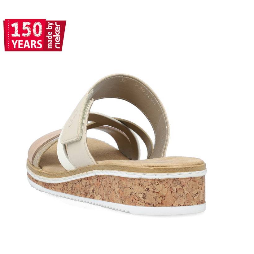 Rieker Artikelnummer V3652-94 Rieker Damen Pantoletten Beige-metallic-rosé