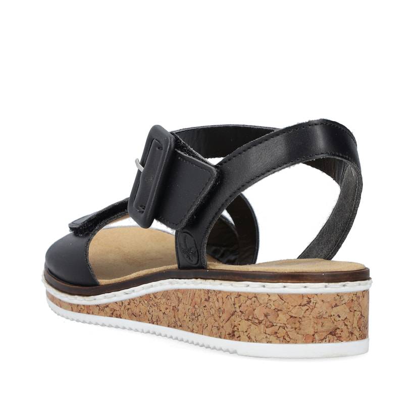 Rieker Artikelnummer V3660-02 Rieker Damen Keilsandaletten Mattschwarz