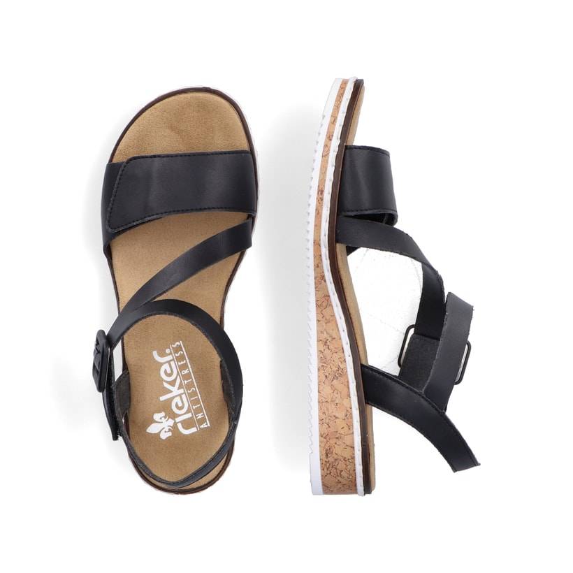 Rieker Artikelnummer V3660-02 Rieker Damen Keilsandaletten Mattschwarz