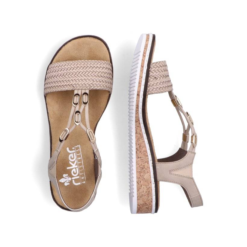Rieker Artikelnummer V3662-62 Rieker Damen Keilsandaletten Beige
