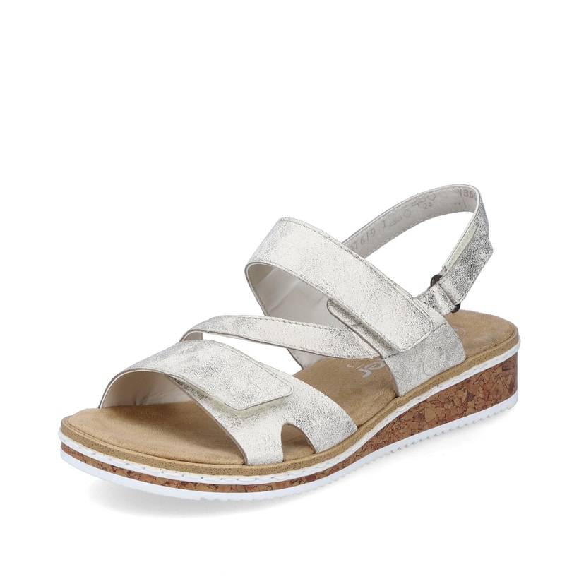 Rieker Artikelnummer V3666-60 Rieker Damen Keilsandaletten Silber-metallic