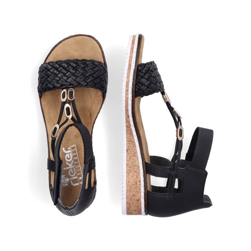 Rieker Artikelnummer V3695-00 Rieker Damen Keilsandaletten Nachtschwarz