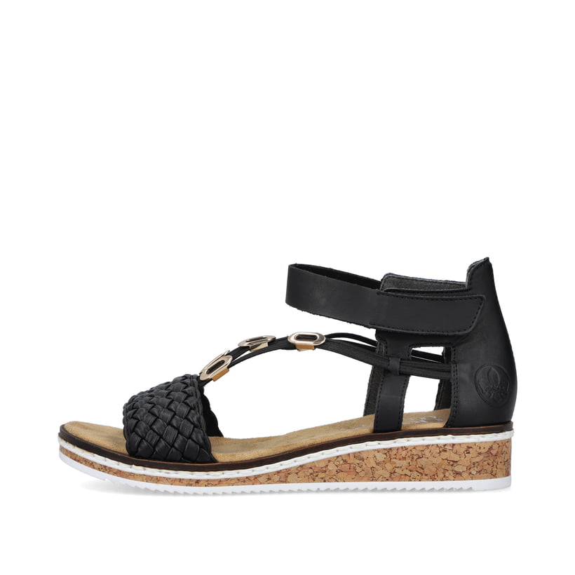 Rieker Artikelnummer V3695-00 Rieker Damen Keilsandaletten nachtschwarz