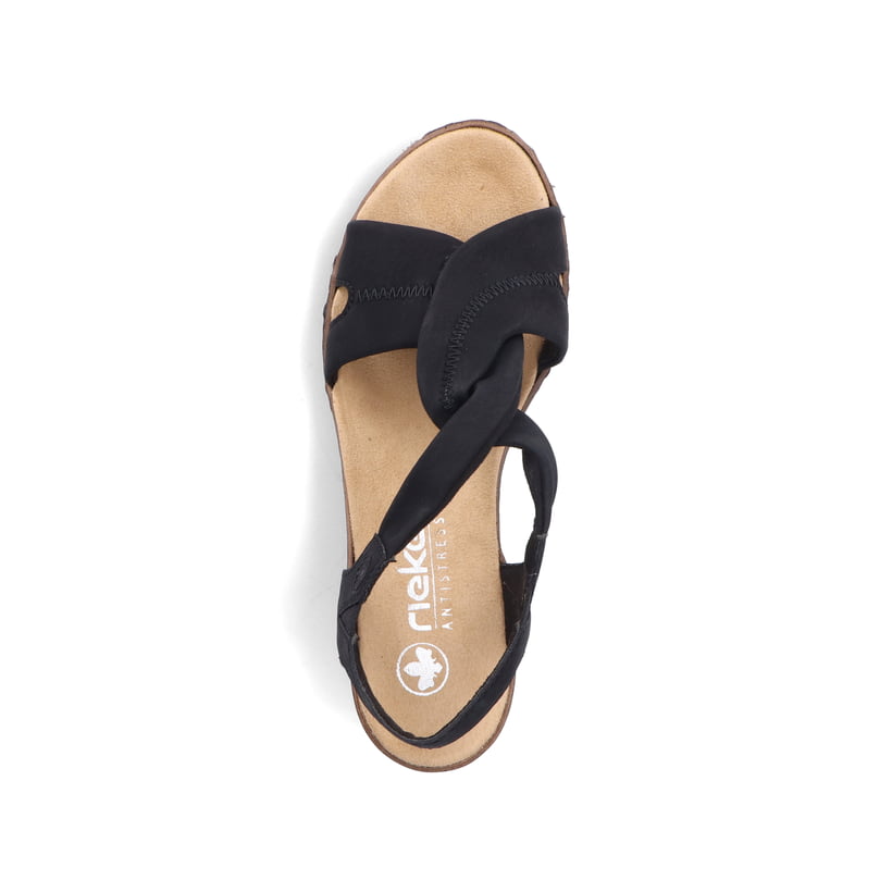 Rieker Artikelnummer V3850-00 Rieker Damen Keilsandaletten Tiefschwarz