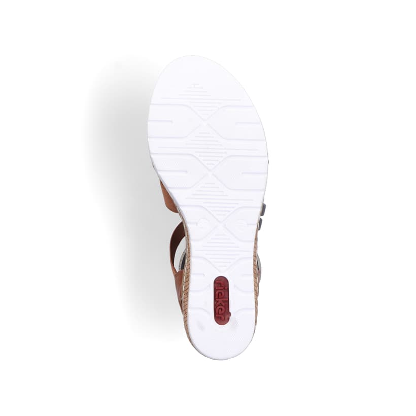 Rieker Artikelnummer V3869-24 Rieker Damen Keilsandaletten Karamellbraun-reinweiß