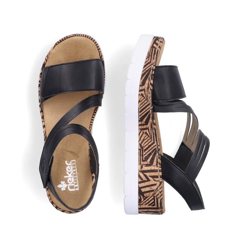 Rieker Artikelnummer V3964-01 Rieker Damen Keilsandaletten Nachtschwarz