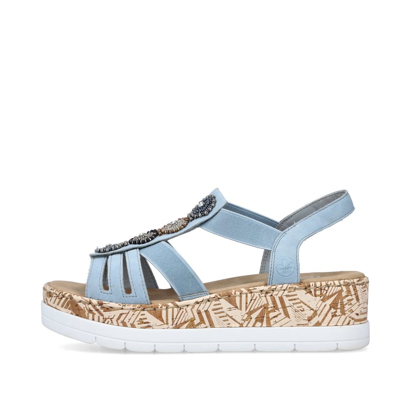 Rieker Artikelnummer V39G9-10 Rieker Damen Keilsandaletten himmelblau-beige