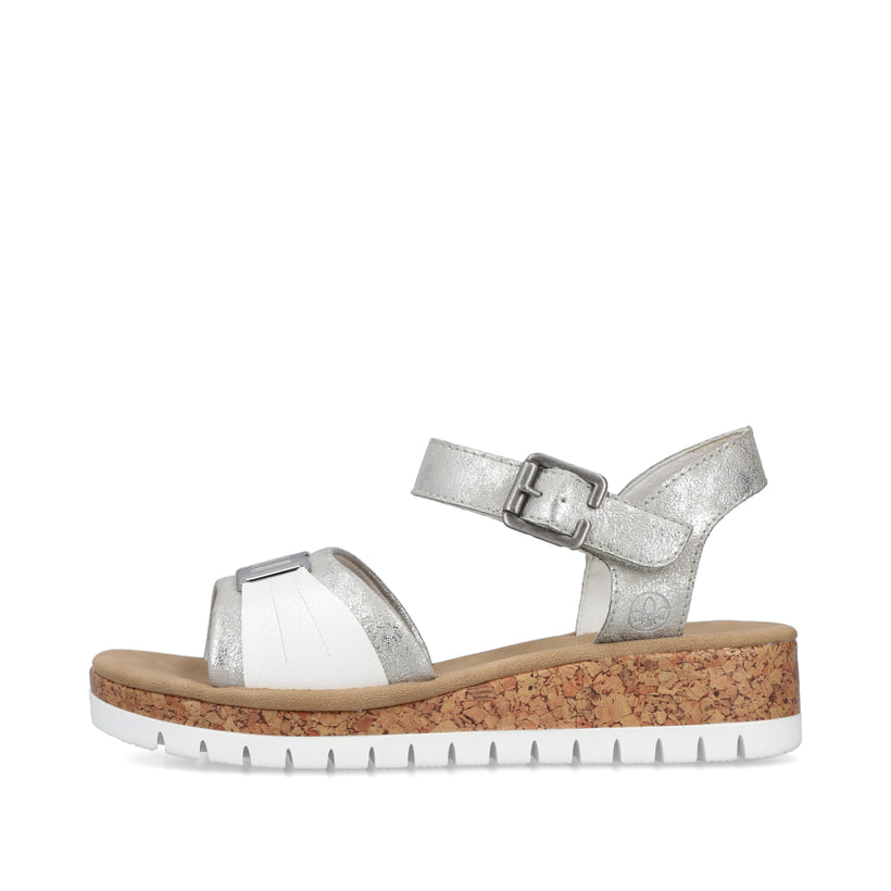 Rieker Artikelnummer V4365-90 Rieker Damen Keilsandaletten silber-platin-metallic