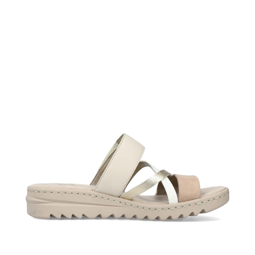 Rieker Artikelnummer V4652-90 Rieker Damen Pantoletten Champagner-zartrosa