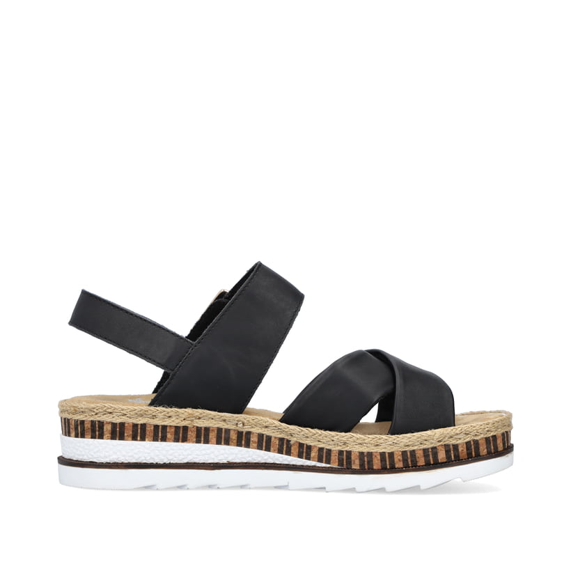 Rieker Artikelnummer V7951-01 Rieker Damen Keilsandaletten Graphitschwarz