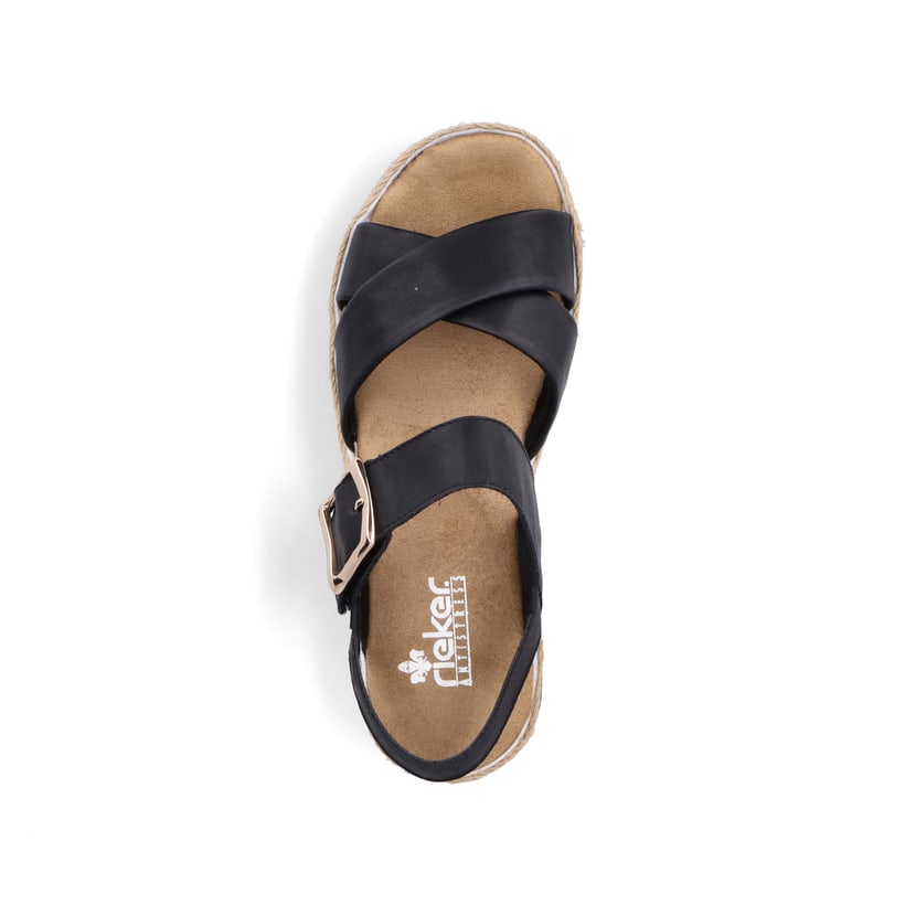 Rieker Artikelnummer V7951-01 Rieker Damen Keilsandaletten Graphitschwarz