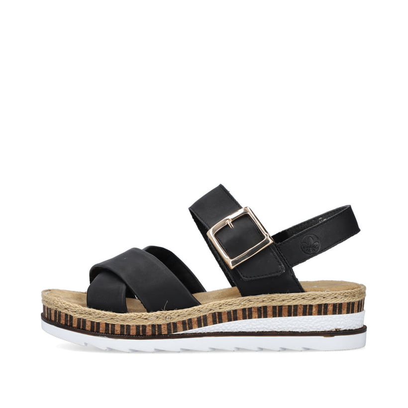 Rieker Artikelnummer V7951-01 Rieker Damen Keilsandaletten graphitschwarz