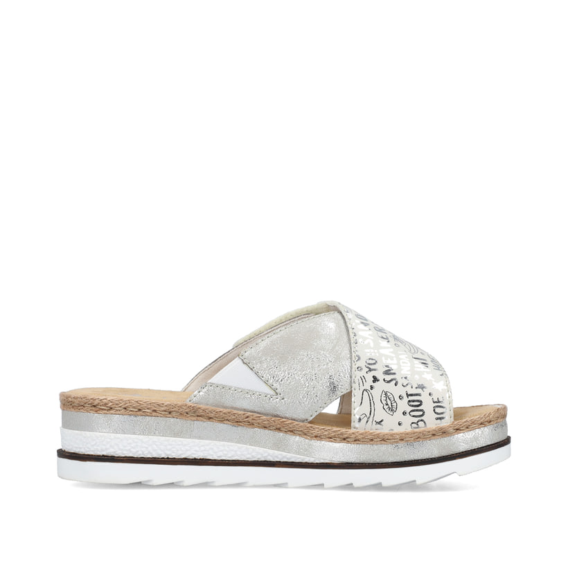 Rieker Artikelnummer V7979-80 Rieker Damen Pantoletten Silber-metallic