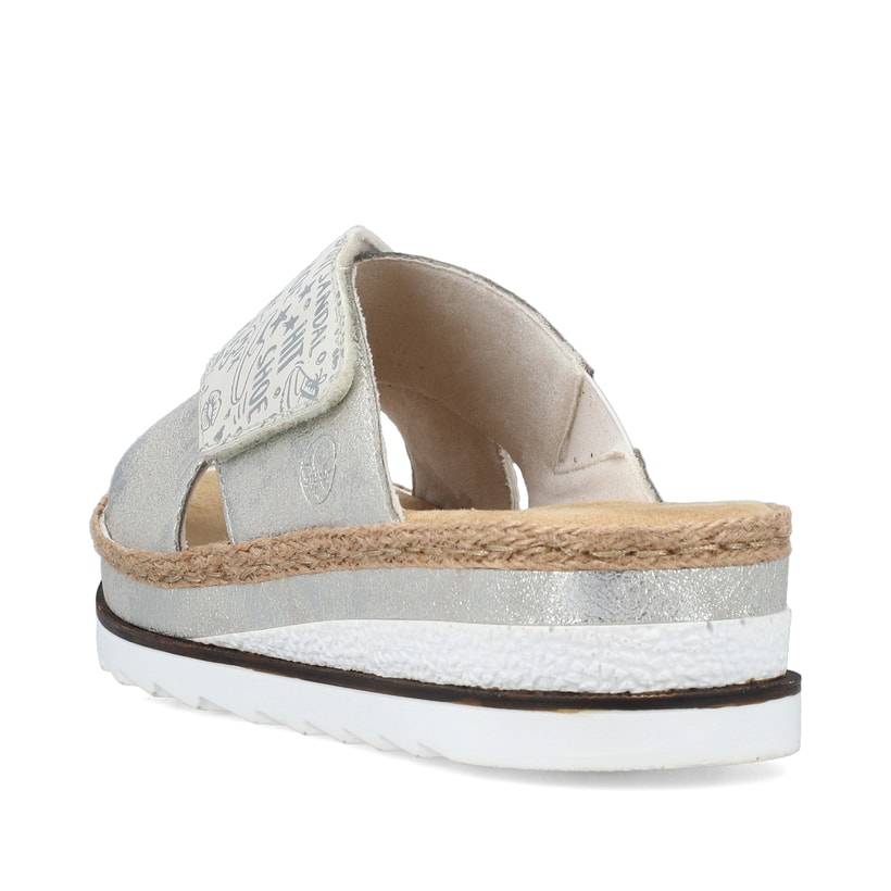 Rieker Artikelnummer V7979-80 Rieker Damen Pantoletten Silber-metallic