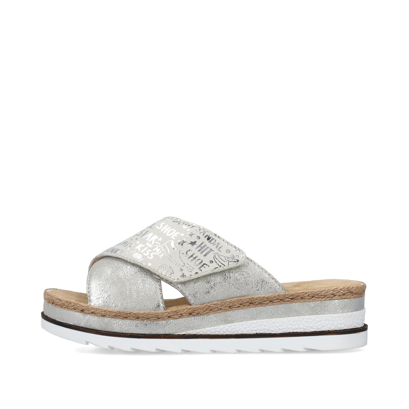 Rieker Artikelnummer V7979-80 Rieker Damen Pantoletten silber-metallic
