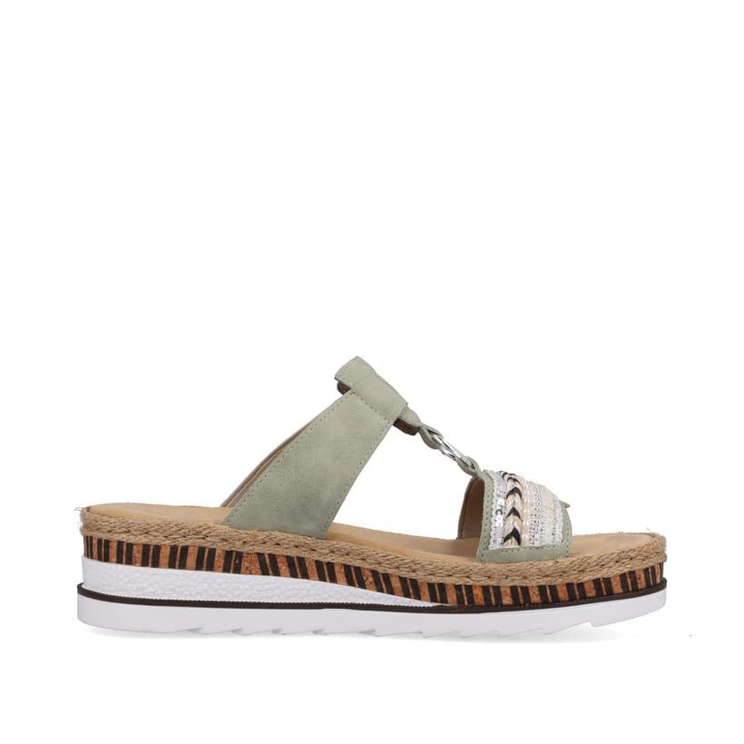 Rieker Artikelnummer V79M6-52 Rieker Damen Pantoletten Grüngrau