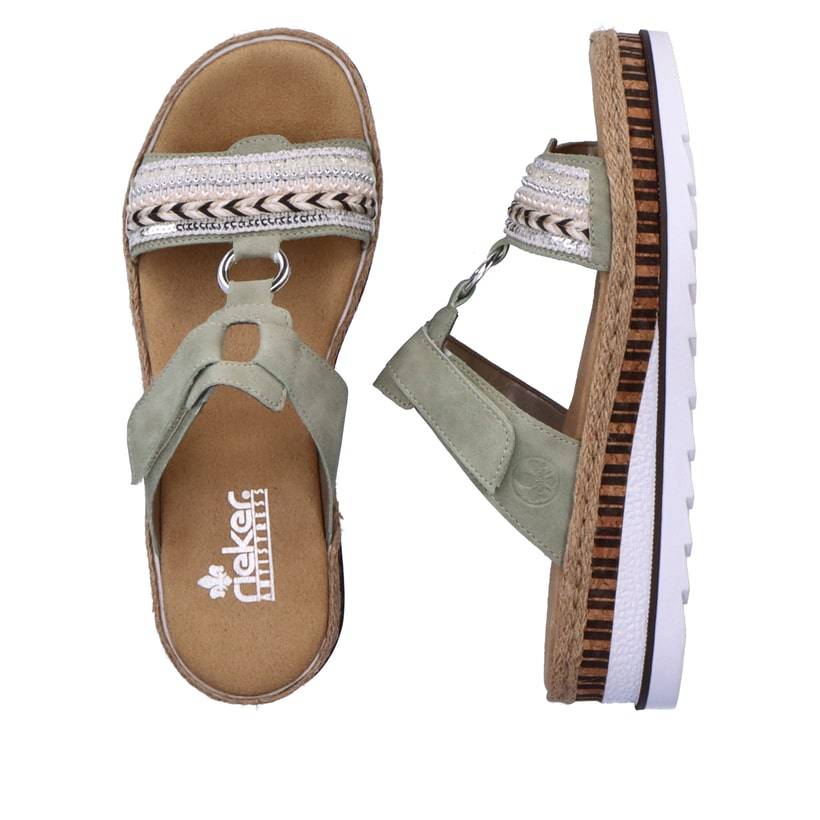 Rieker Artikelnummer V79M6-52 Rieker Damen Pantoletten Grüngrau