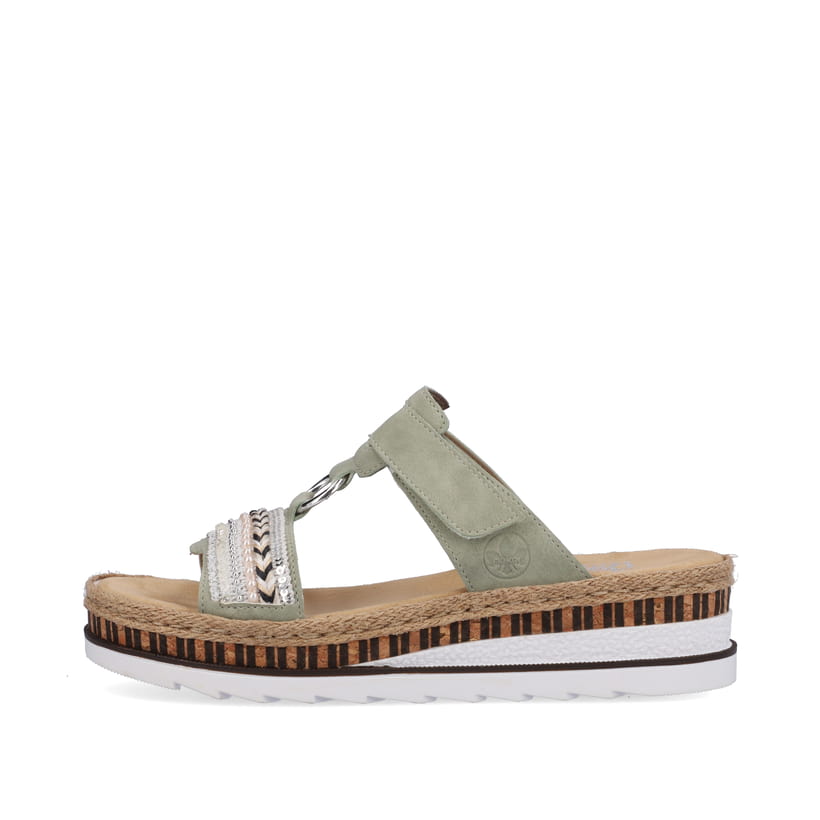 Rieker Artikelnummer V79M6-52 Rieker Damen Pantoletten Grüngrau