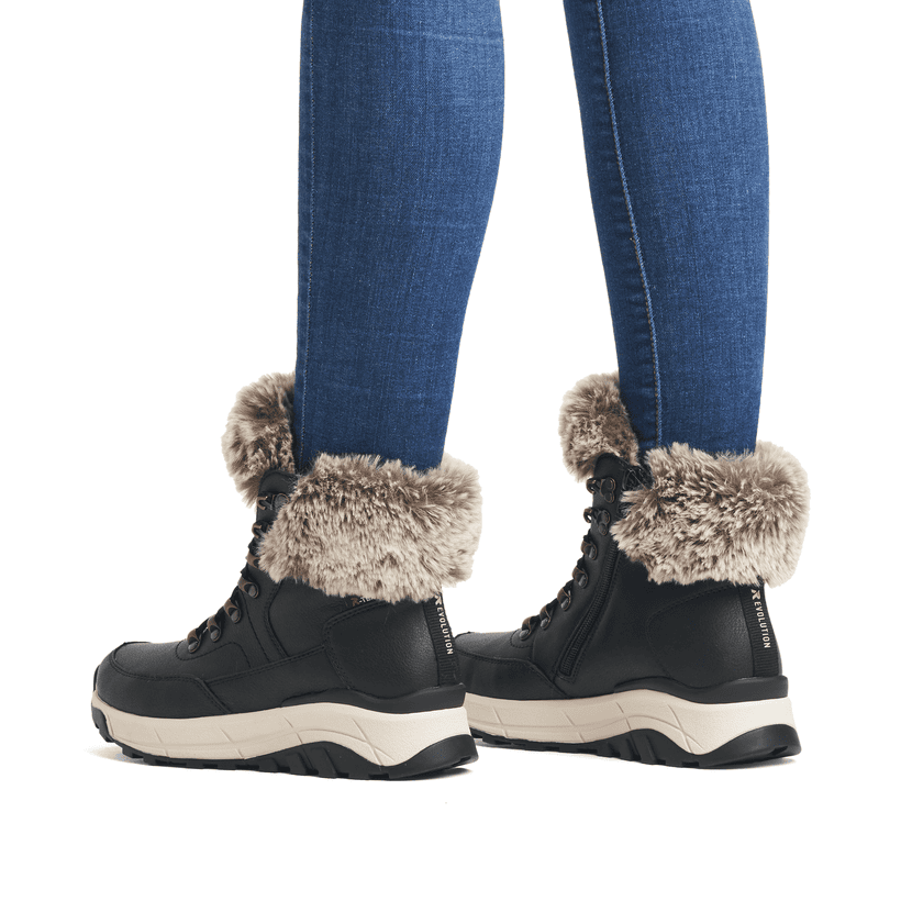 Rieker Artikelnummer W0063-00 Rieker Damen Schnürstiefel Stahlschwarz