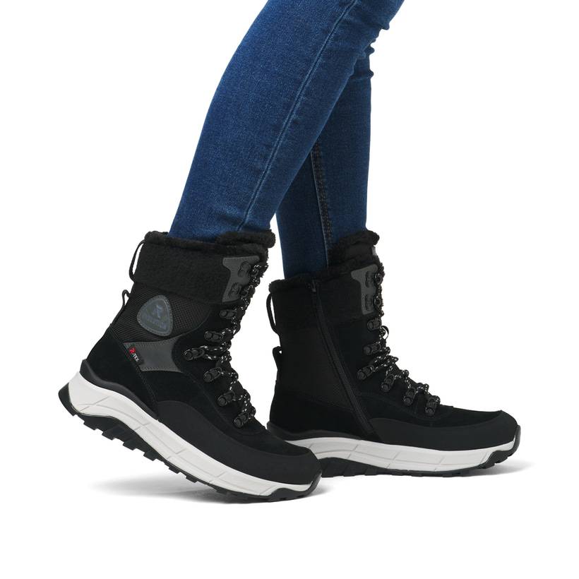 Rieker Artikelnummer W0066-00 Rieker Damen Schnürstiefel Carbonschwarz