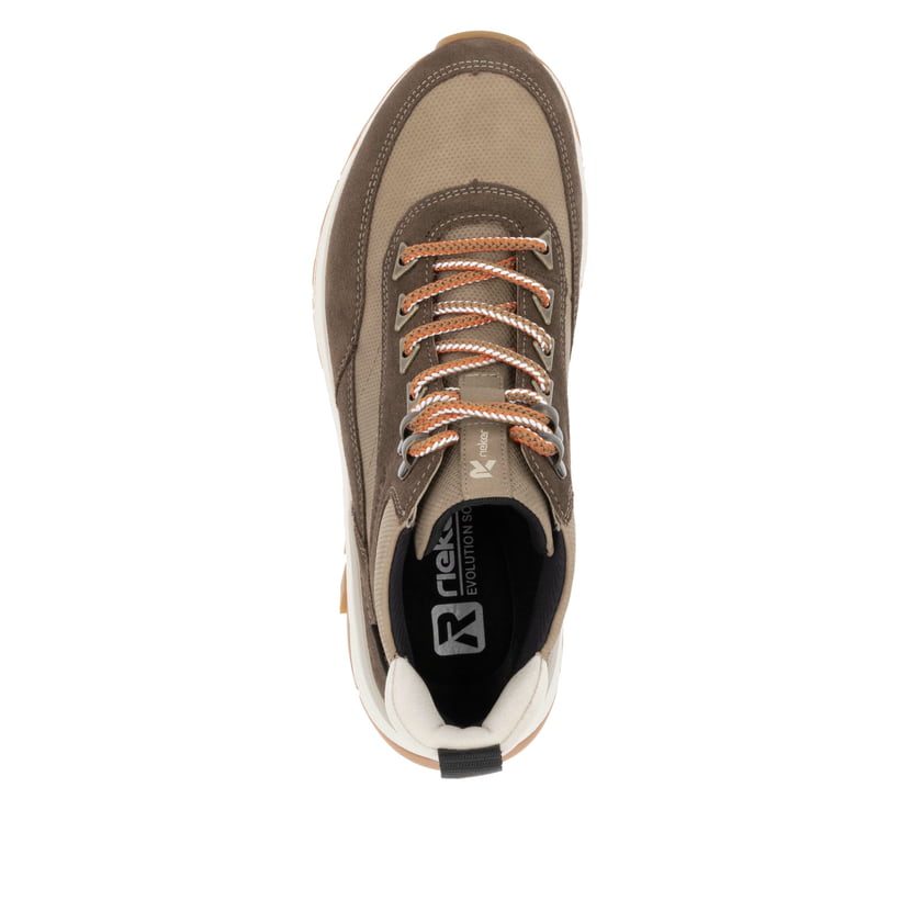 Rieker Artikelnummer W0067-20 Rieker Damen Schnürstiefel Hozbraun-beige