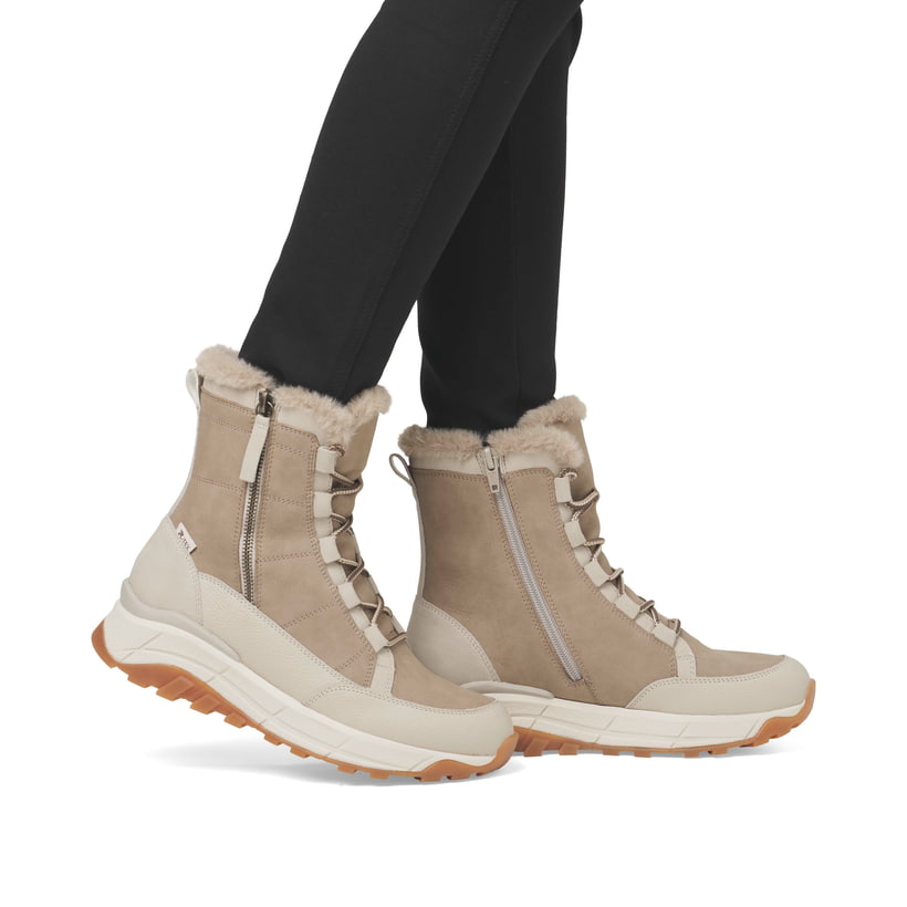 Rieker Artikelnummer W0071-20 Rieker Damen Schnürstiefel Cremebeige