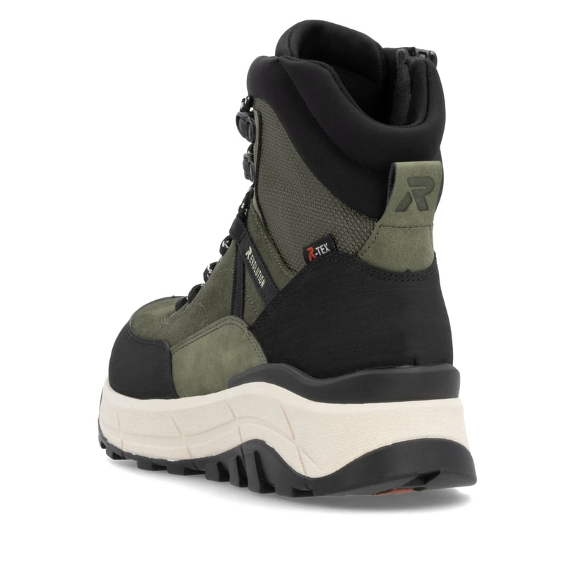 Rieker Artikelnummer W0072-54 Rieker Damen Schnürstiefel Khaki-schwarz