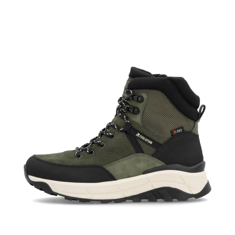 Rieker Artikelnummer W0072-54 Rieker Damen Schnürstiefel Khaki-schwarz
