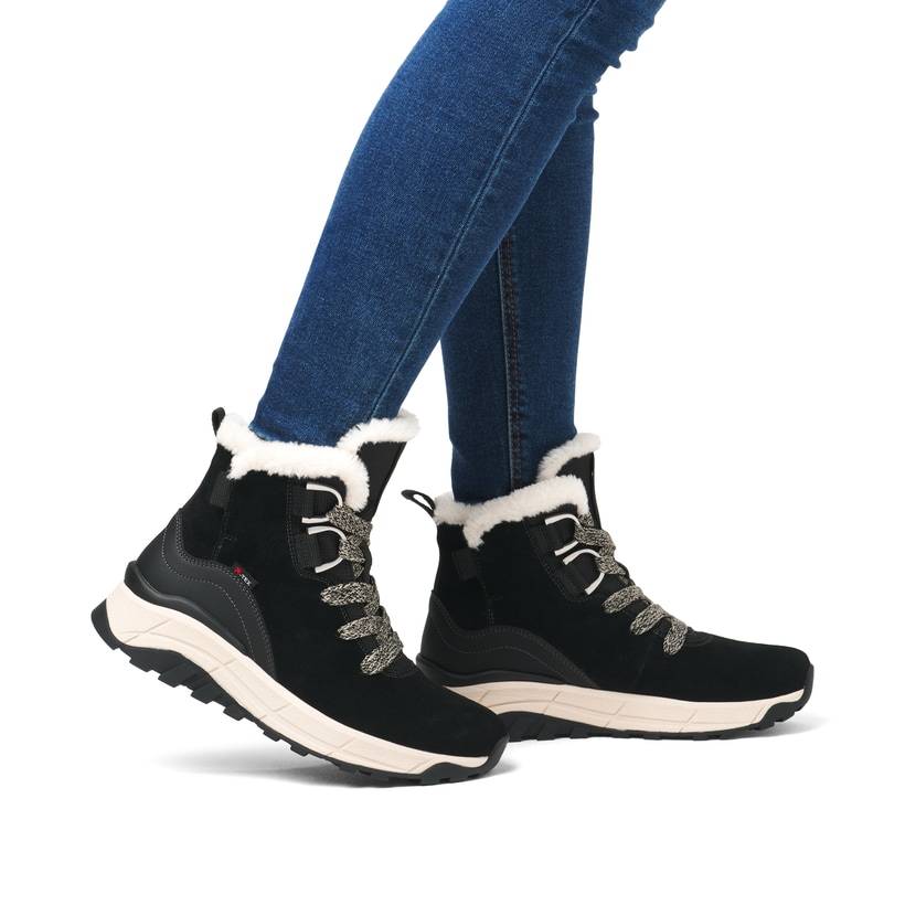 Rieker Artikelnummer W0073-00 Rieker Damen Schnürstiefel Graphitschwarz