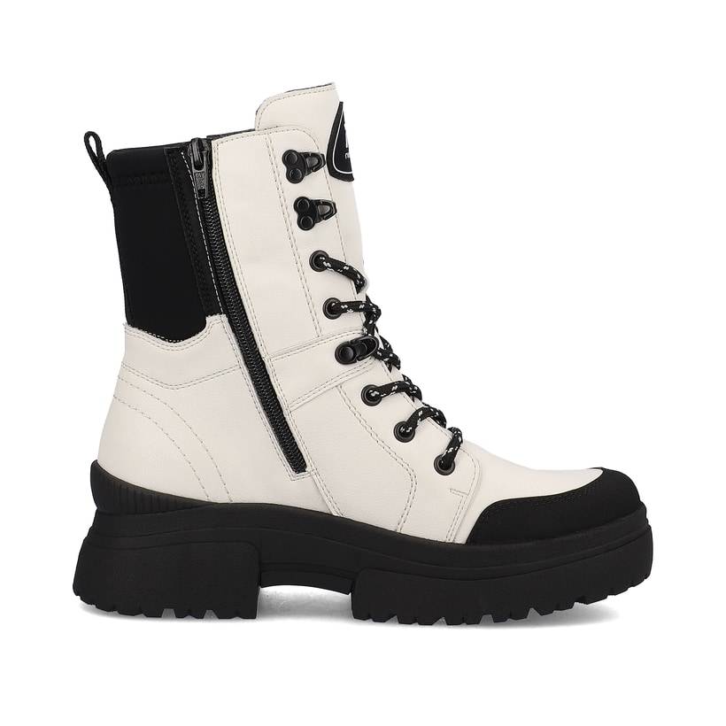 Rieker Artikelnummer W0374-80 Rieker Damen Schnürstiefel Snow-white Deep-black