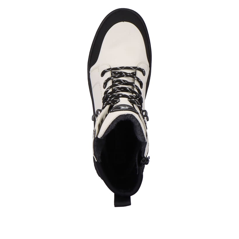 Rieker Artikelnummer W0374-80 Rieker Damen Schnürstiefel Snow-white Deep-black