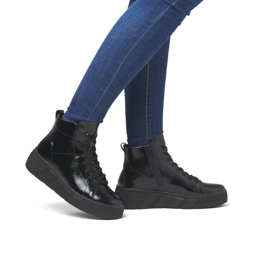 Rieker Artikelnummer W0561-01 Rieker Damen Sneaker High Glanzschwarz