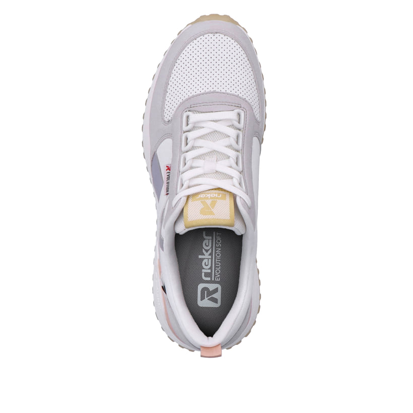 Rieker Artikelnummer W0602-81 Rieker Damen Sneaker Low Swan-white Clay-beige Pastell