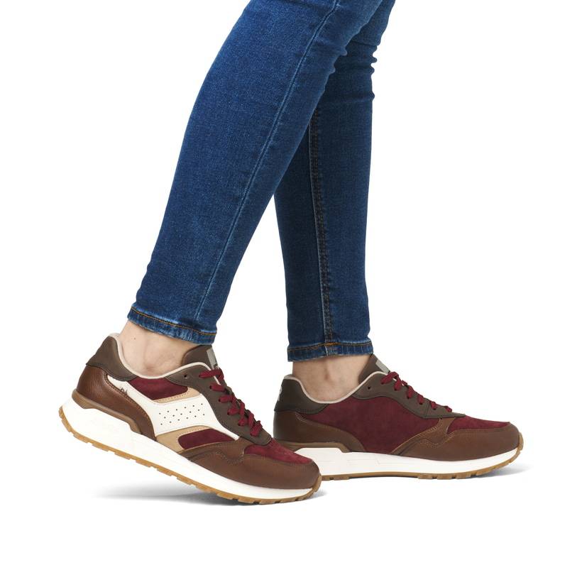 Rieker Artikelnummer W0607-35 Rieker Damen Sneaker Low Zimtbraun-rubinrot