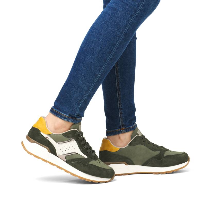 Rieker Artikelnummer W0607-54 Rieker Damen Sneaker Low Khaki-cremeweiß