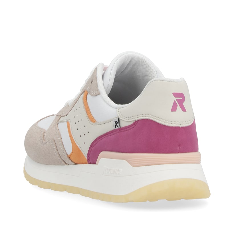 Rieker Artikelnummer W0607-80 Rieker Damen Sneaker Low Light-beige Fuchsia Apricot