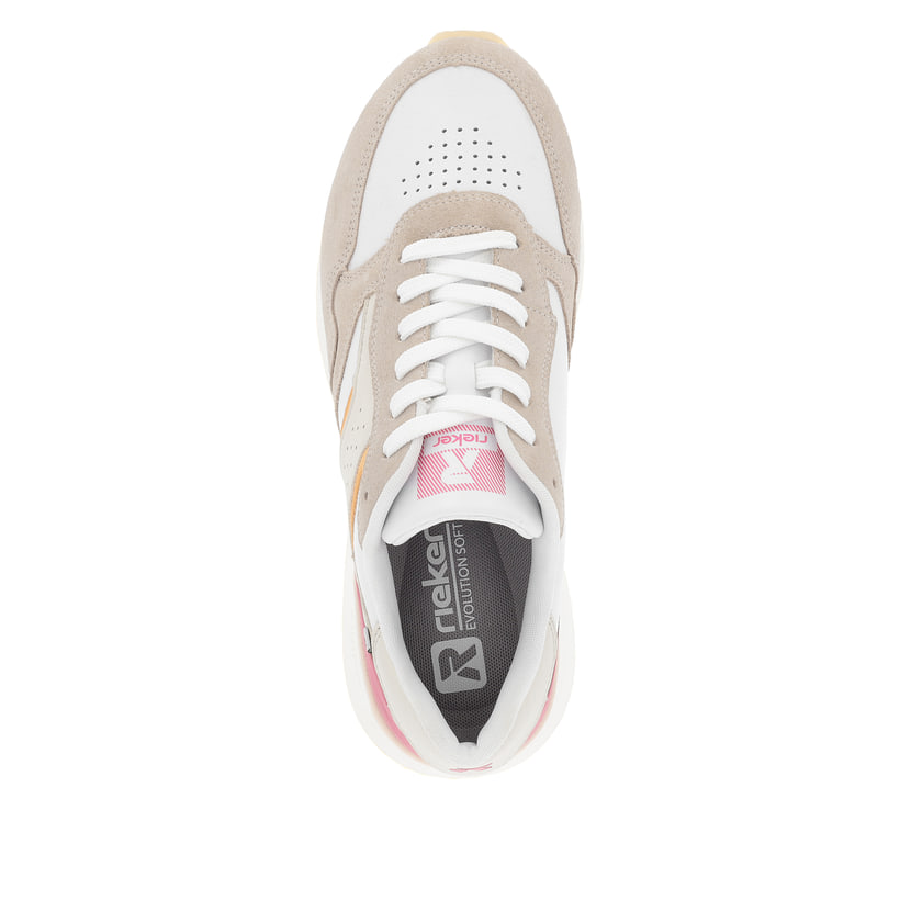 Rieker Artikelnummer W0607-80 Rieker Damen Sneaker Low Light-beige Fuchsia Apricot