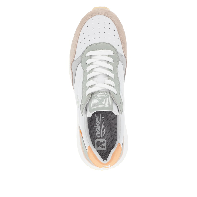 Rieker Artikelnummer W0608-80 Rieker Damen Sneaker Low Pearl-white Grey-green
