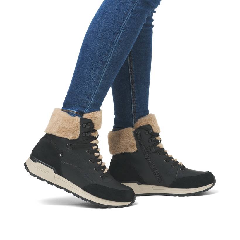 Rieker Artikelnummer W0670-00 Rieker Damen Schnürstiefel Carbonschwarz