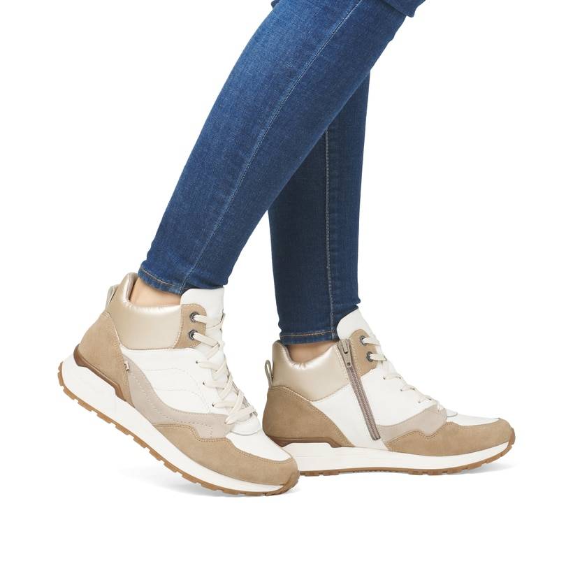 Rieker Artikelnummer W0672-80 Rieker Damen Sneaker High Weiß-beige