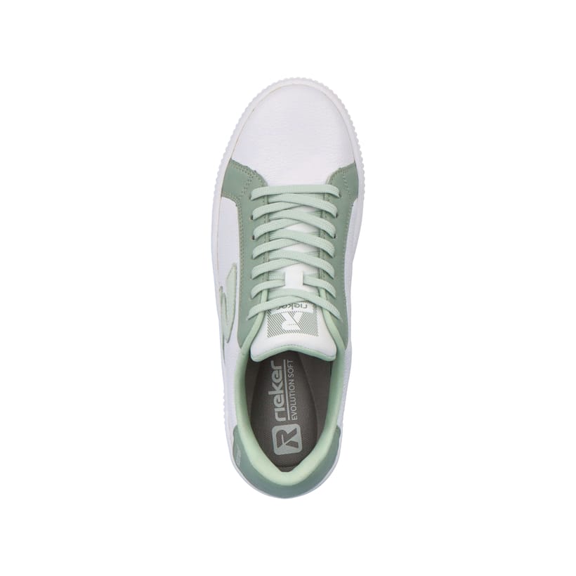 Rieker Artikelnummer W0700-52 Rieker Damen Sneaker Low Swan-white Mint-green