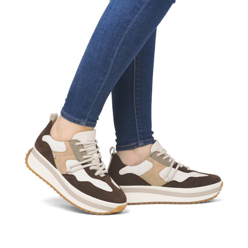 Rieker Artikelnummer W0900-25 Rieker Damen Sneaker Low Braun-beige-weiß