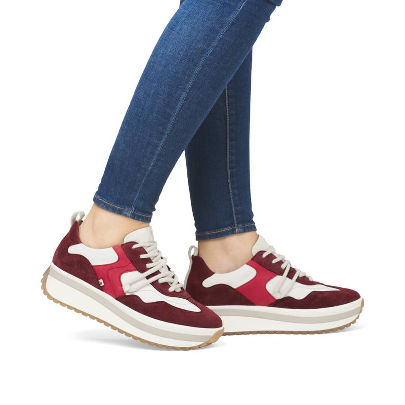 Rieker Artikelnummer W0900-35 Rieker Damen Sneaker Low Kirschrot-weiß