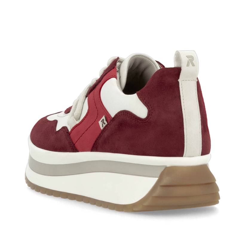 Rieker Artikelnummer W0900-35 Rieker Damen Sneaker Low Kirschrot-weiß