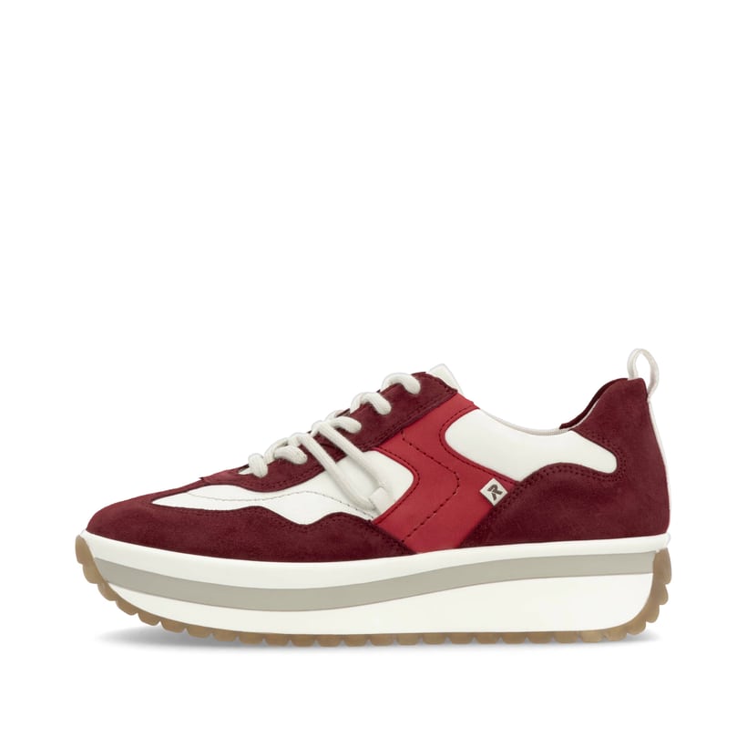 Rieker Artikelnummer W0900-35 Rieker Damen Sneaker Low kirschrot-weiß