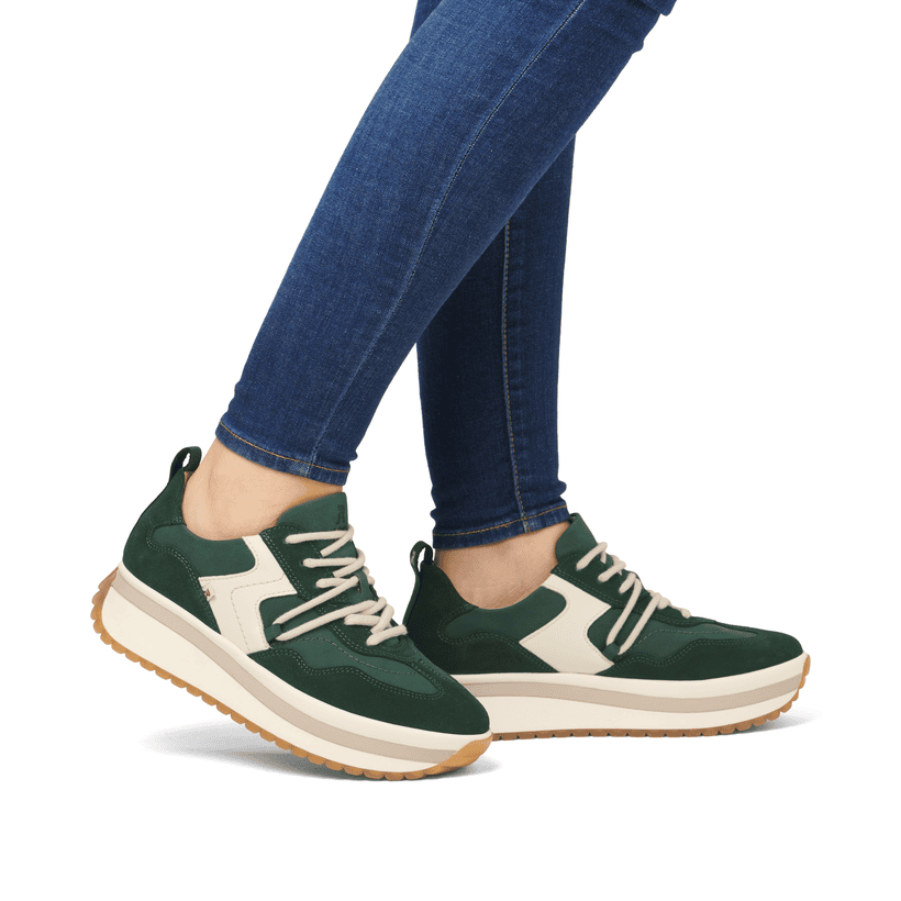 Rieker Artikelnummer W0900-54 Rieker Damen Sneaker Low Waldgrün-weiß
