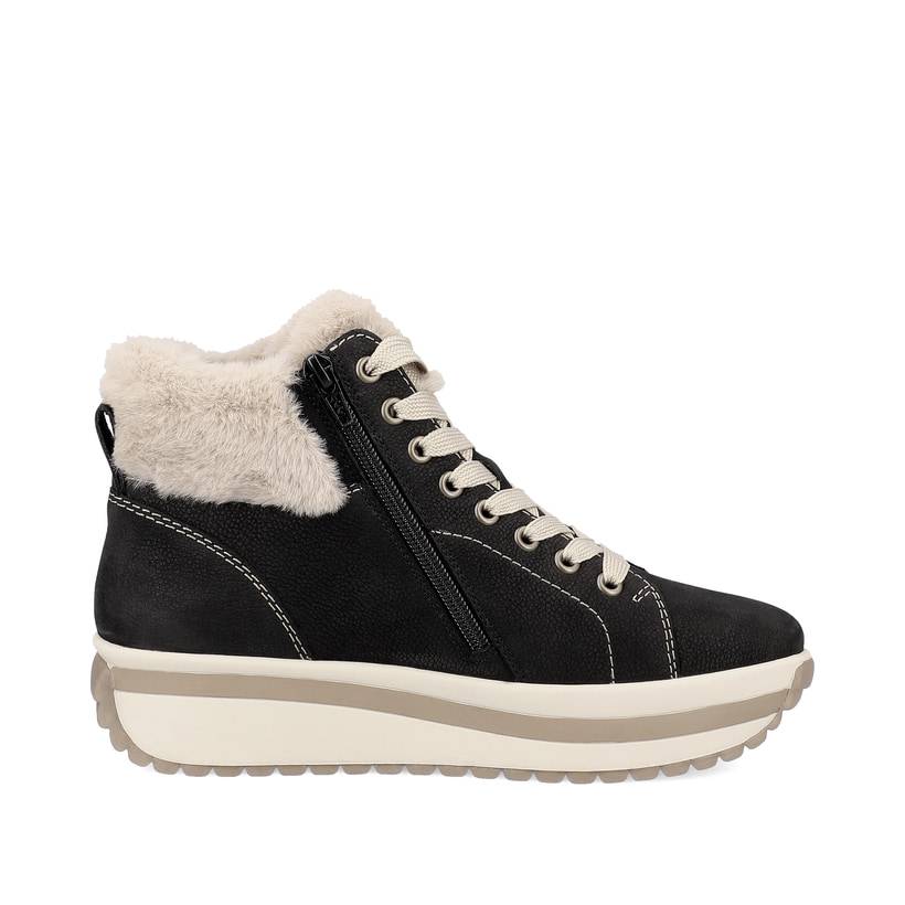 Rieker Artikelnummer W0961-00 Rieker Damen Sneaker High Night-black Creme-beige