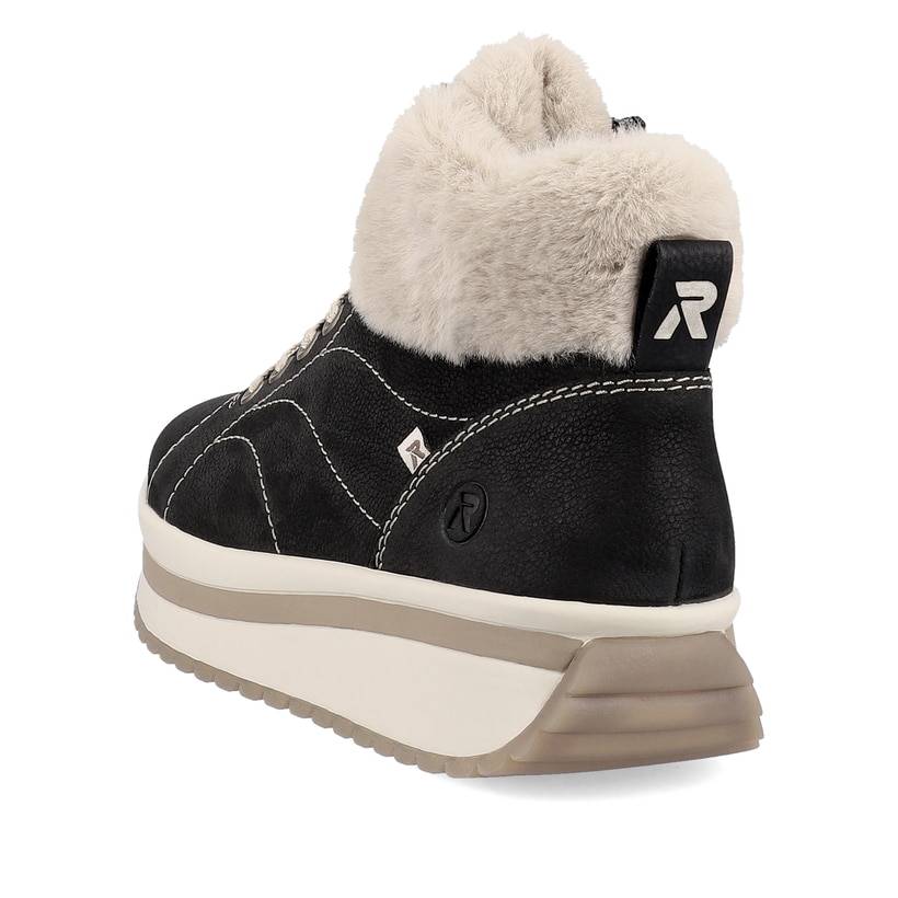 Rieker Artikelnummer W0961-00 Rieker Damen Sneaker High Night-black Creme-beige
