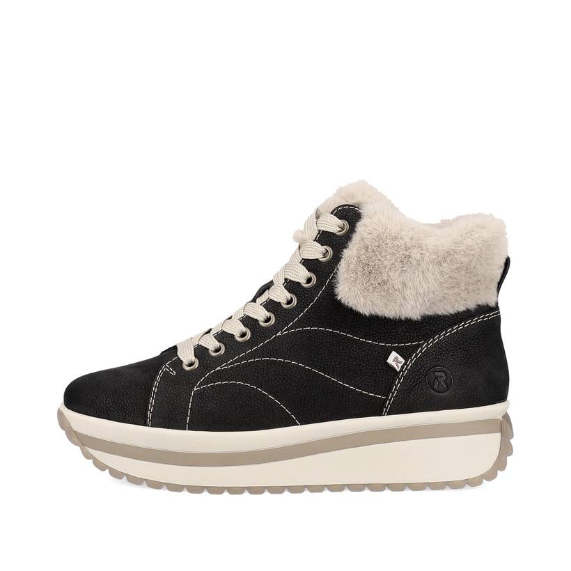 Rieker Artikelnummer W0961-00 Rieker Damen Sneaker High Night-black Creme-beige